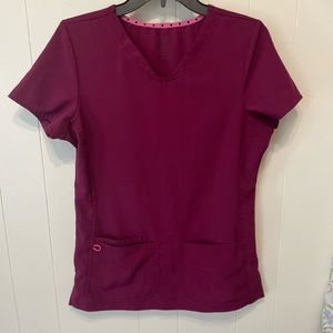 Heart Soul Scrub Set Womens size Small Wine Top Bottom